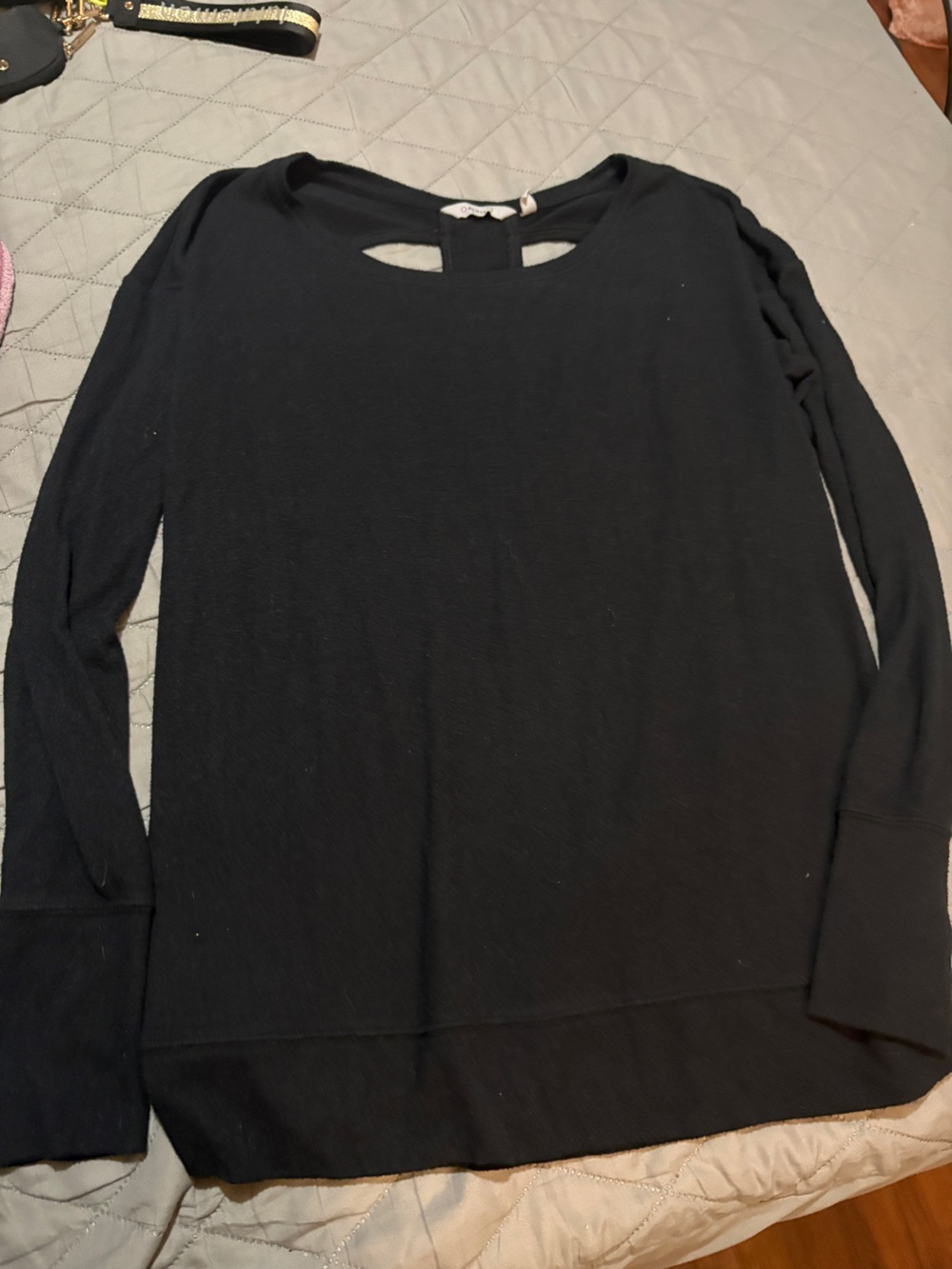 Athleta Black Long-Sleeve Keyhole Top